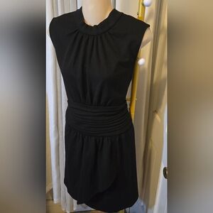 Nicole Miller Mock Neck Ruched Waist Solid Scuba Crepe Dress Size 14